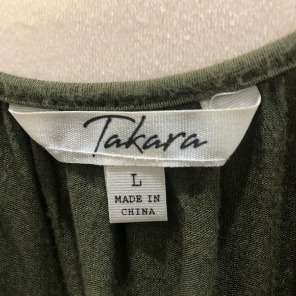 TAKARA (L) Olive Green Lace Yoke Blouse - Picture 3 of 5